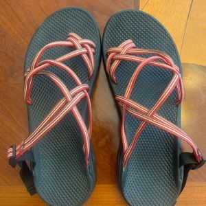 Ladies Size 9 Chacos Sandals Slides Red Brown